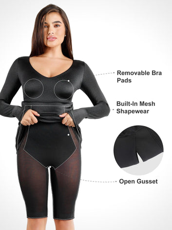 The Shapewear Dress Long Sleeve Cut-Out Back Shine Maxi