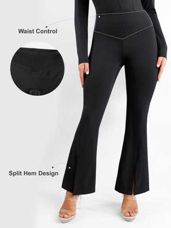 The Shapewear Pants High Rise Tummy Control Split Hem Flare